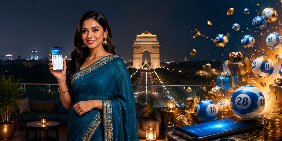 India Gate night view with lottery theme
